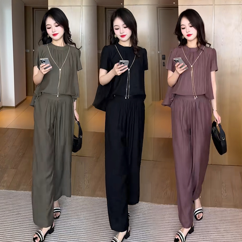 韓係氣質冰絲套裝