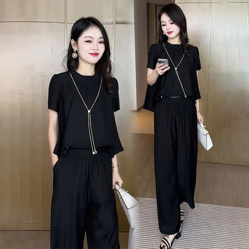 韓係氣質冰絲套裝