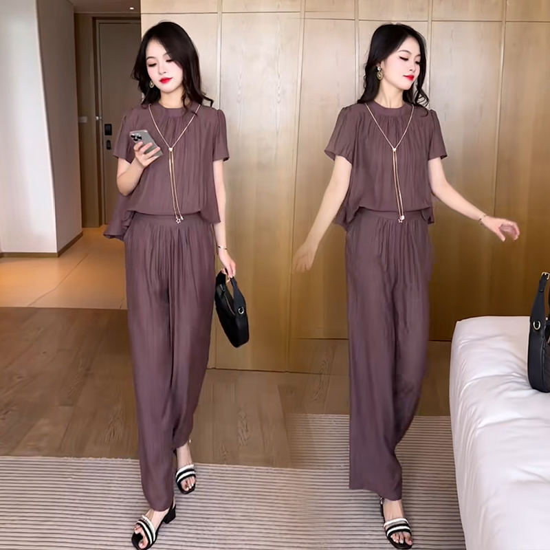 韓係氣質冰絲套裝